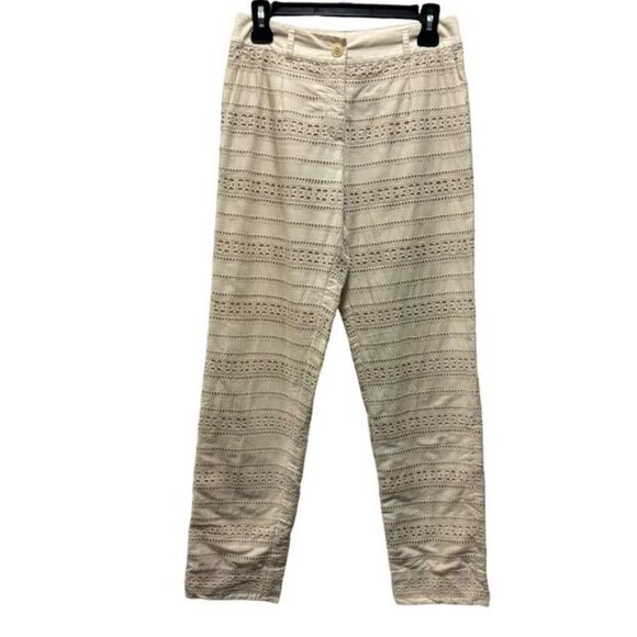 MaxMara Weekend Womens Lace Embroidered Pants Size 4 Beige Fully Lined - Picture 1 of 10